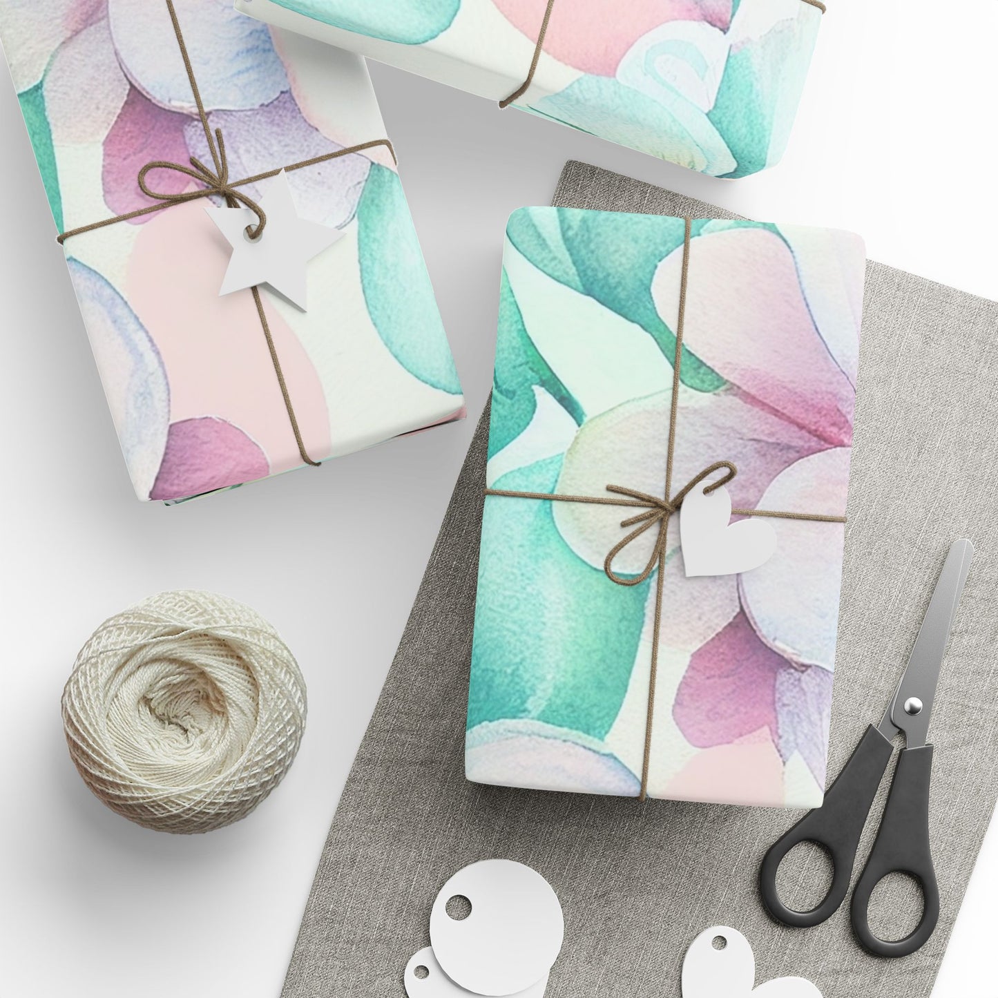 Floral Pastel Wrapping Paper Roll — Watercolor Hydrangea Gift Wrap