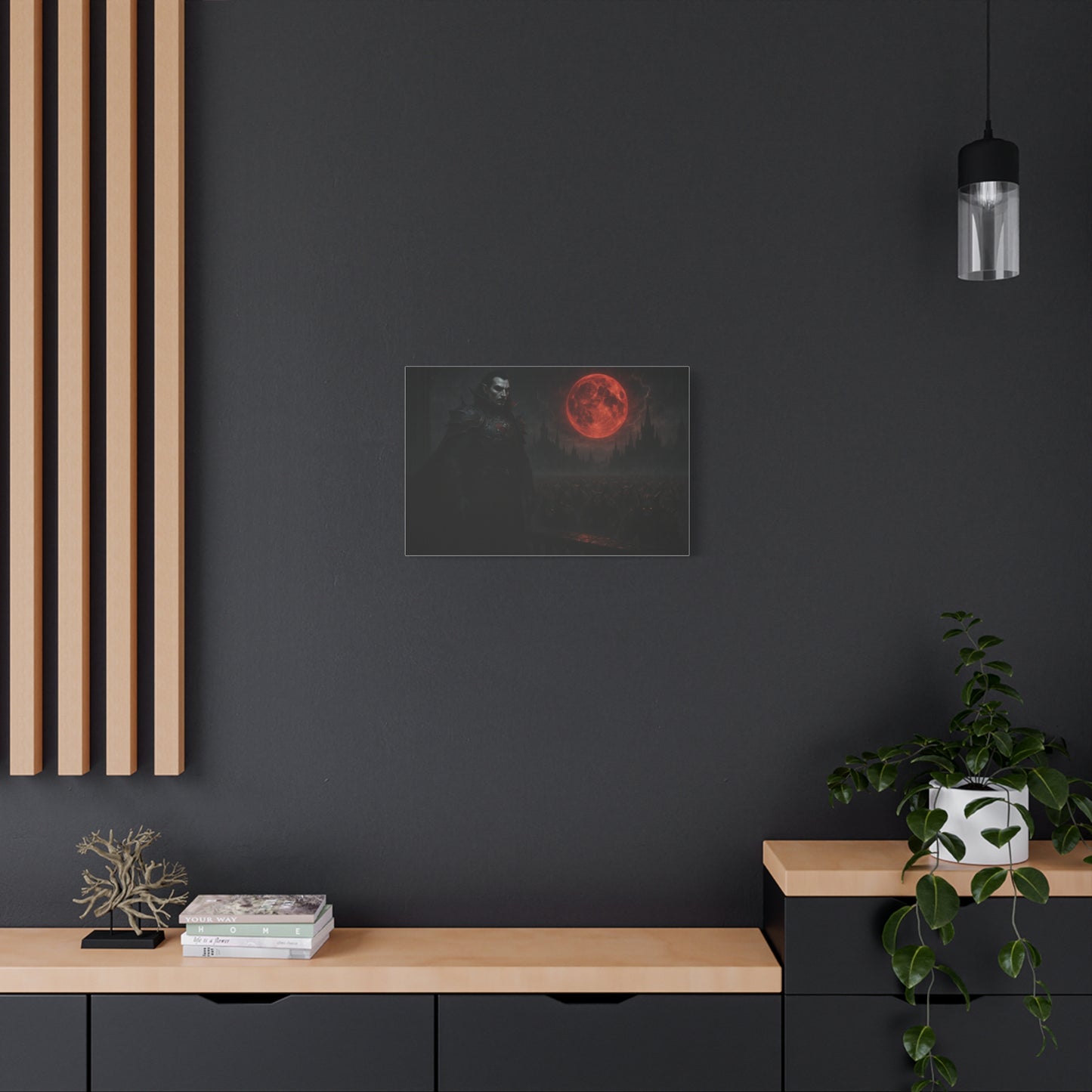 Dracula Canvas Art: Gothic Vampire with Blood Moon, Fantasy Wall Decor, Dark Aesthetic Print, Horror Art, Halloween, Gothic Home Decor - TRV