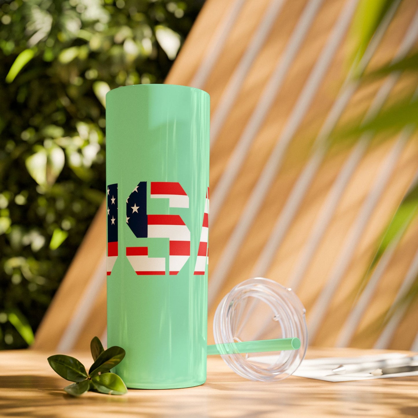 Skinny Tumbler — USA Flag 20oz Straw Tumbler (Patriotic Travel Cup)