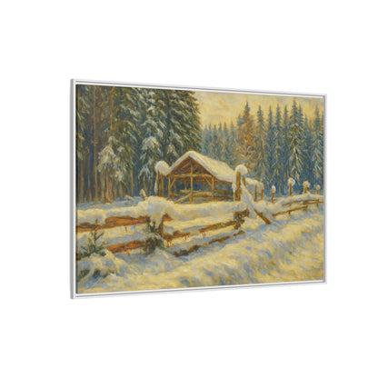 Winter Landscape Framed Canvas Art | Cozy Home Decor | Wall Art for Living Room, Bedroom, Holiday Gift, Rustic Vibes, Art Print - TRV