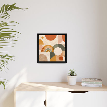 Abstract Terracotta Geometric Rainbow Matte Canvas Framed