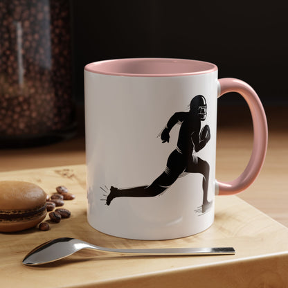 Football Player Themed Accent Coffee Mug, Sports Fan Gift, Unique Mug for Athletes, Coffee Lover, Game Day Essential - TRV