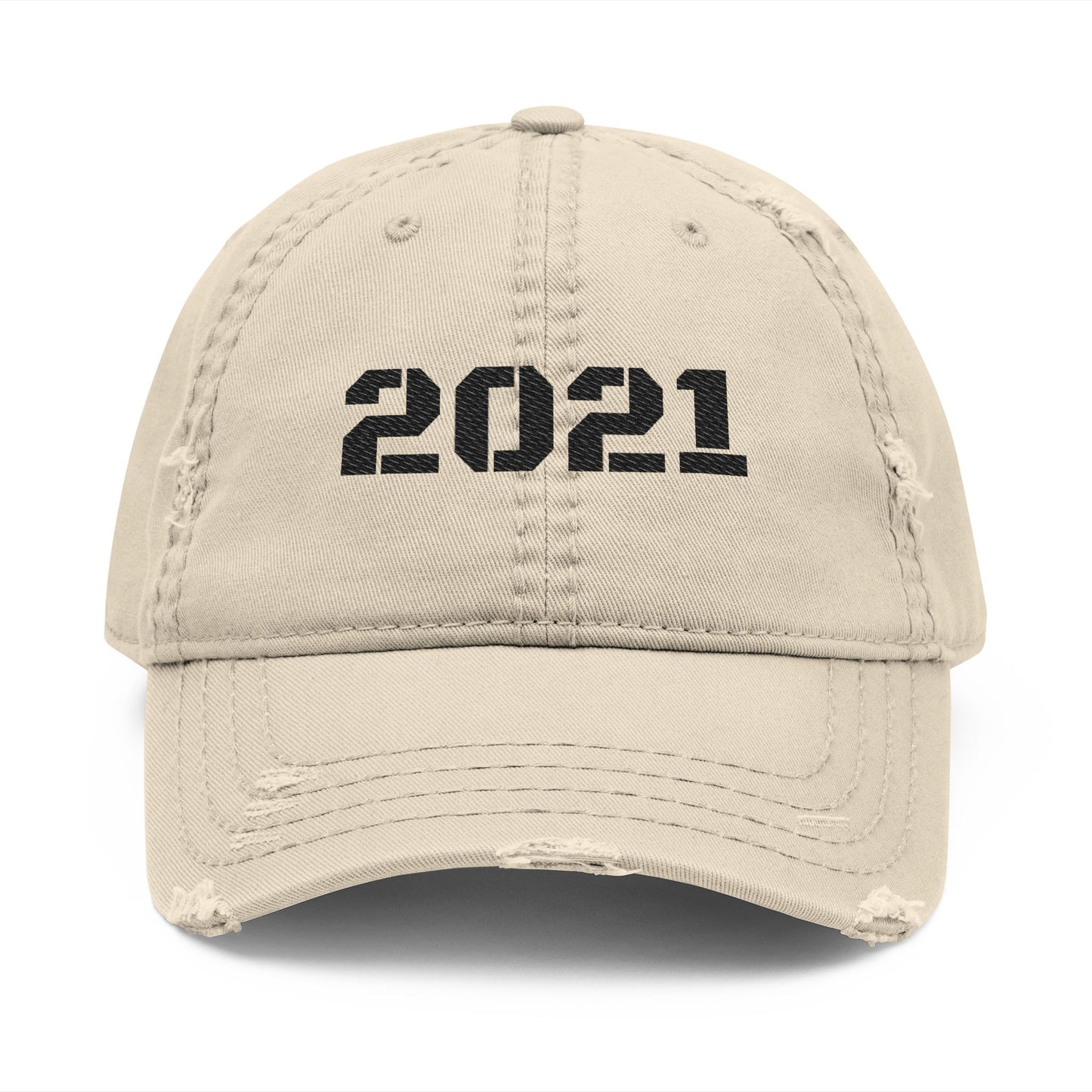 Distressed Dad Hat with 2021 Embroidery, Casual Cap for Gifting, Vintage Style Hat, Retro Headwear, Perfect for Relaxed Outfits, [...] - TRV