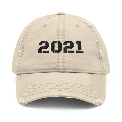 Distressed Dad Hat with 2021 Embroidery, Casual Cap for Gifting, Vintage Style Hat, Retro Headwear, Perfect for Relaxed Outfits, [...] - TRV