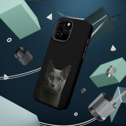 Russian Blue Cat Phone Case — Magnetic Impact-Resistant iPhone Cover