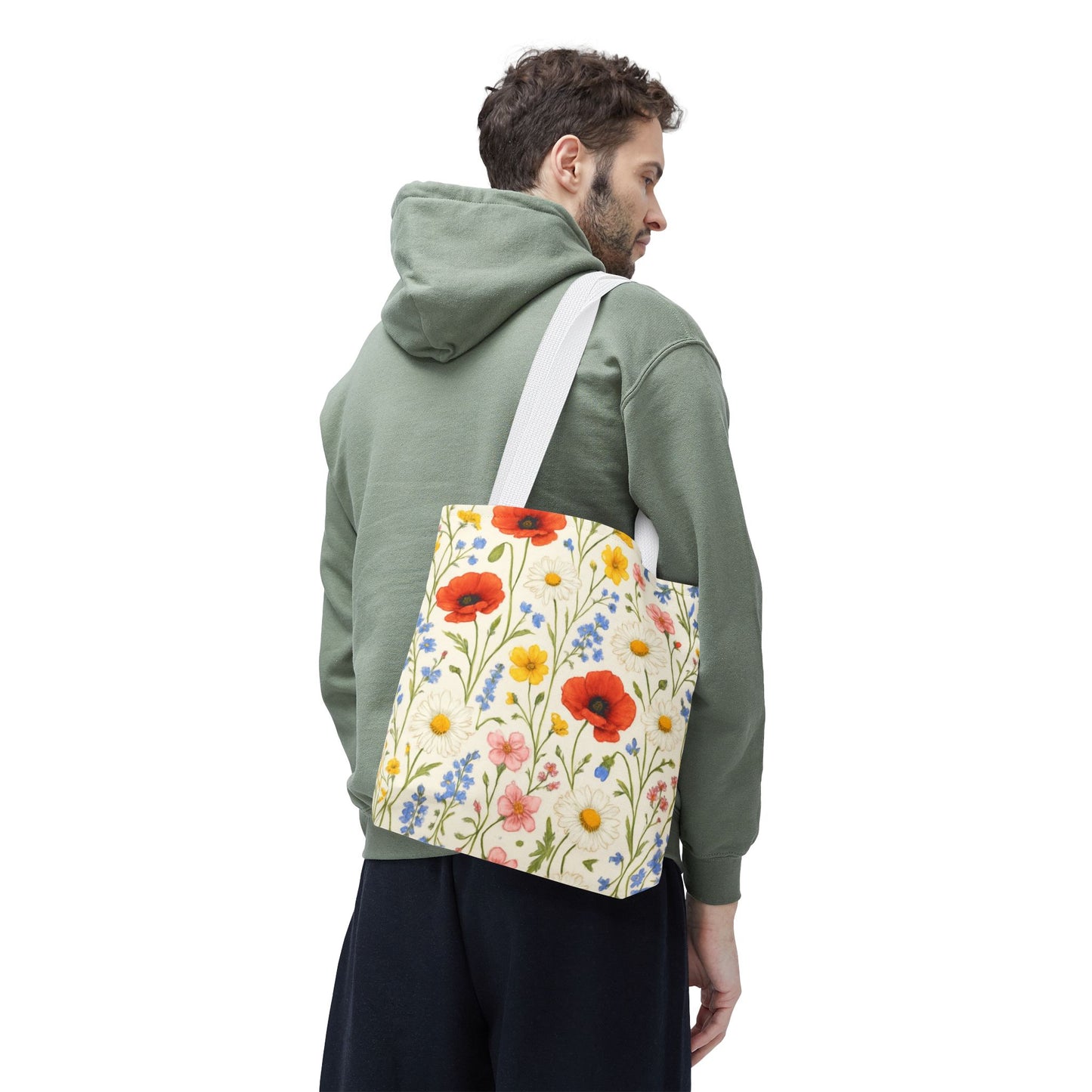 Wildflower Poppy Print Tote Bag | Floral All-Over Pattern
