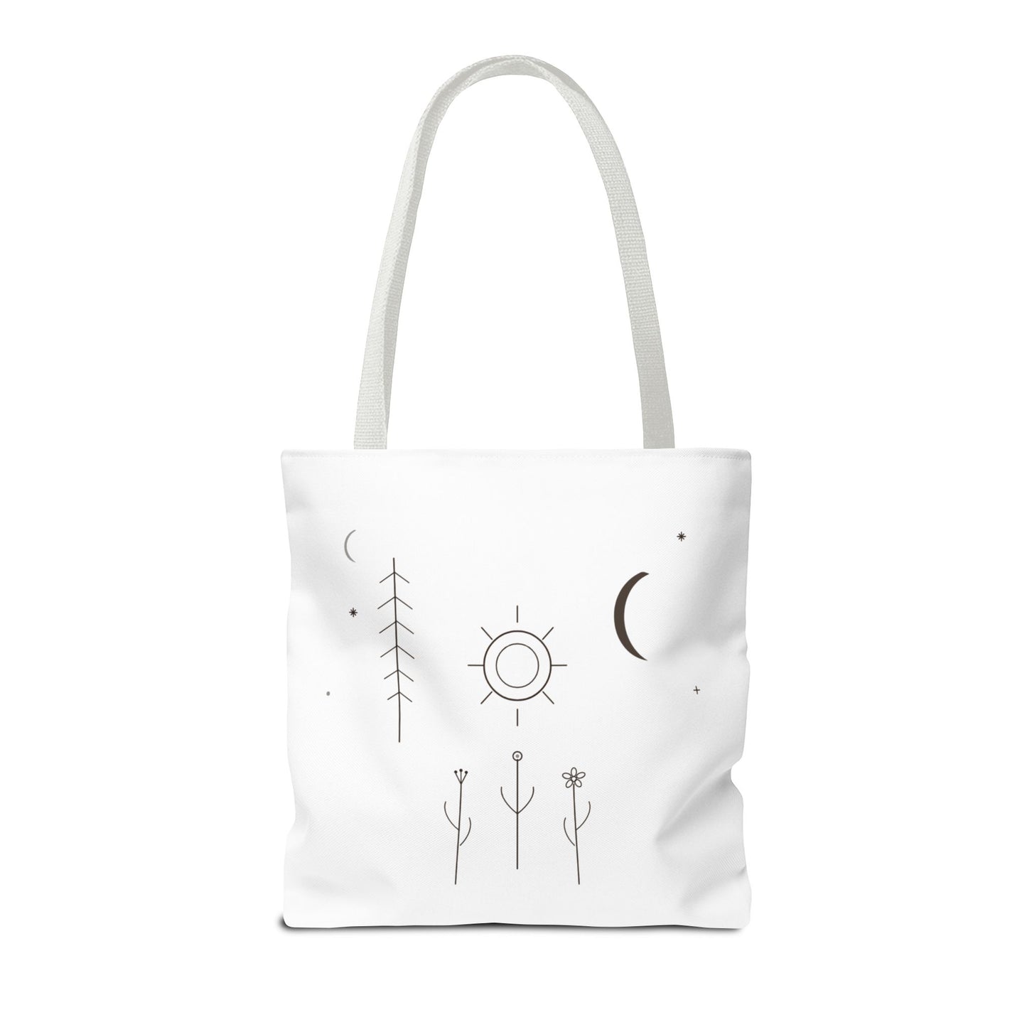 Minimal Moon and Sun Botanical Tote | Celestial Line Art Bag