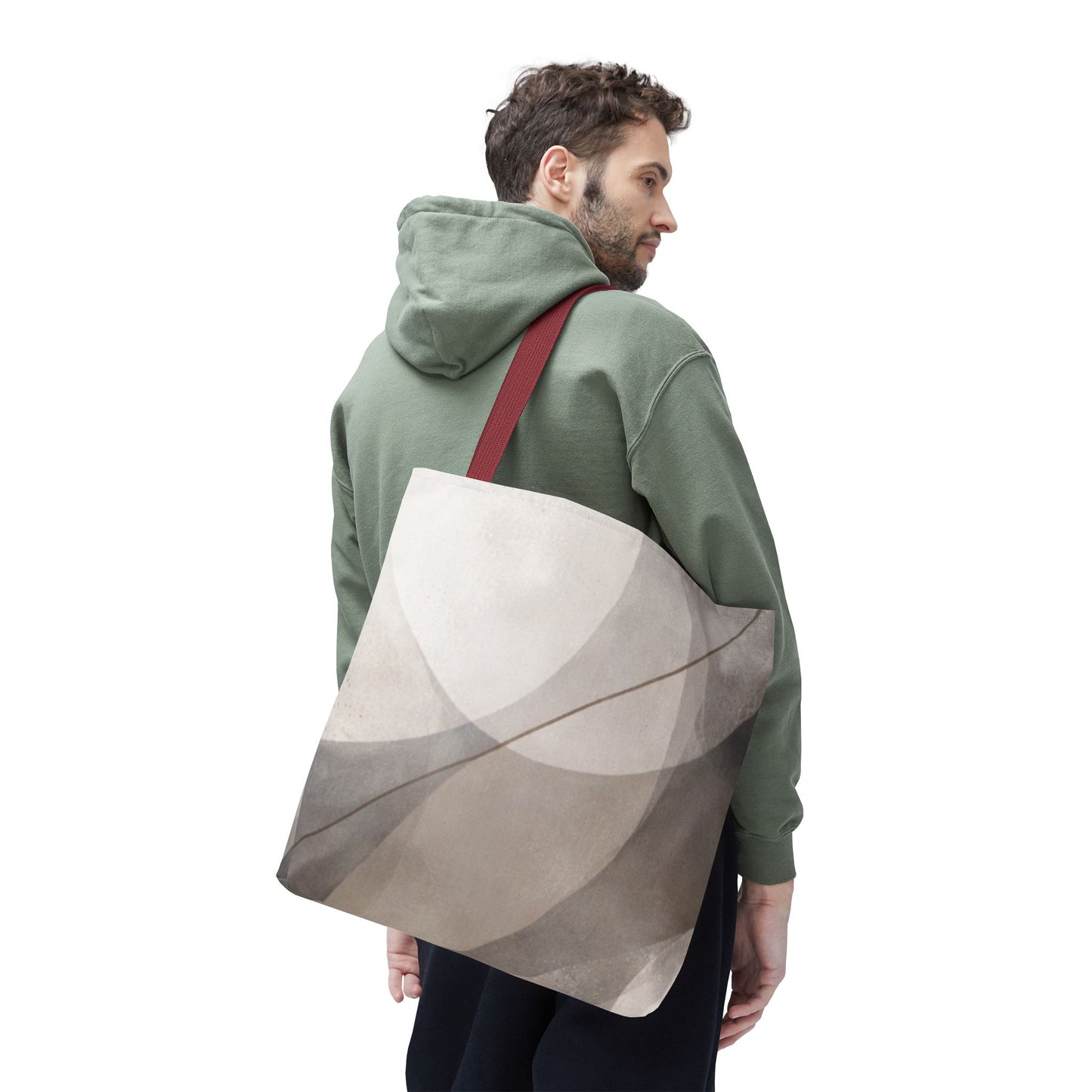 Neutral Abstract Watercolor Waves Tote Bag | All-Over Print