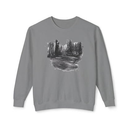 Scenic Minimalist Crewneck Sweatshirt - Cozy Art Tee for Nature Lovers, Gift for Her, Layering Essential, Perfect for Fall, Everyday Wear - TRV