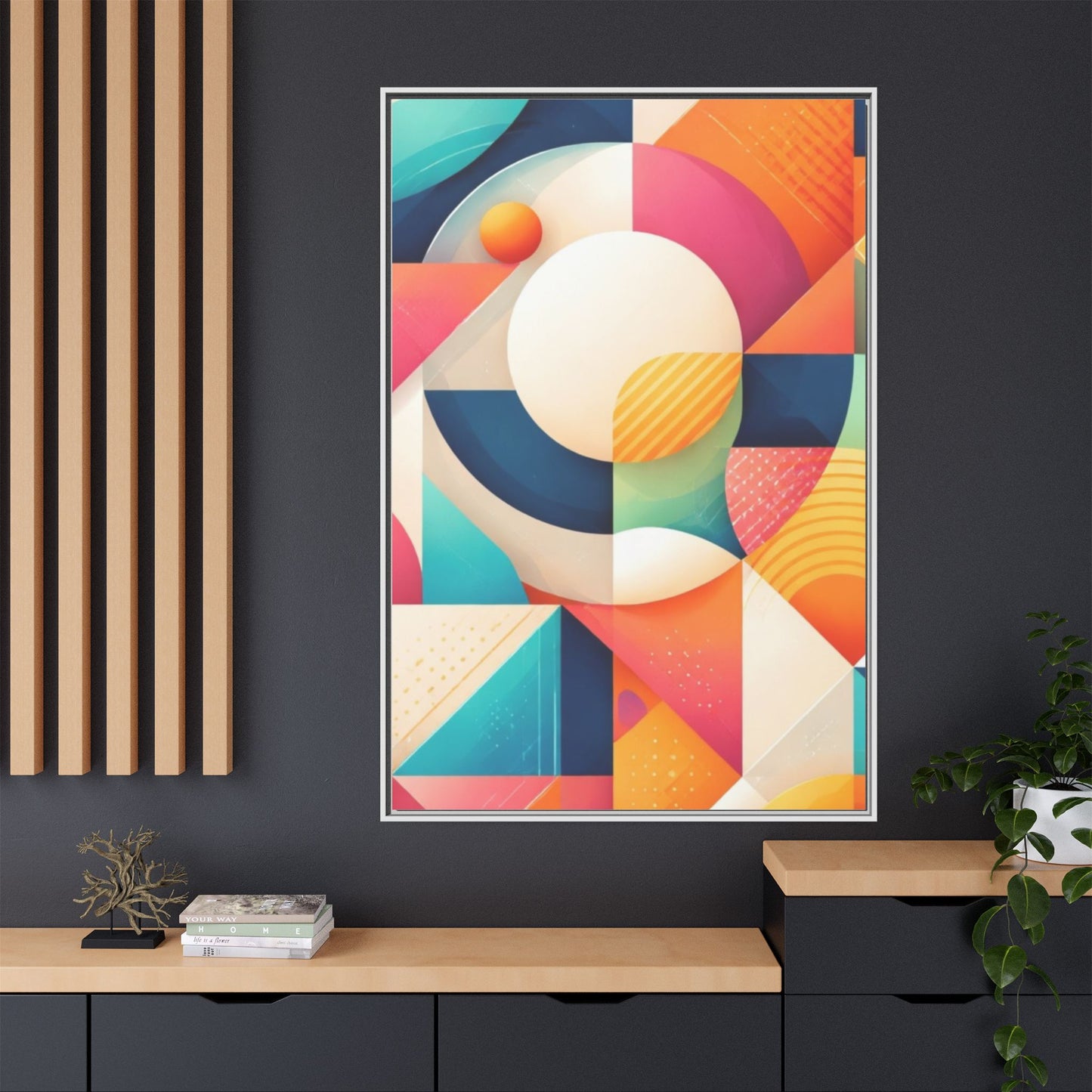 Colorful Geometric Abstract Art Matte Canvas Framed