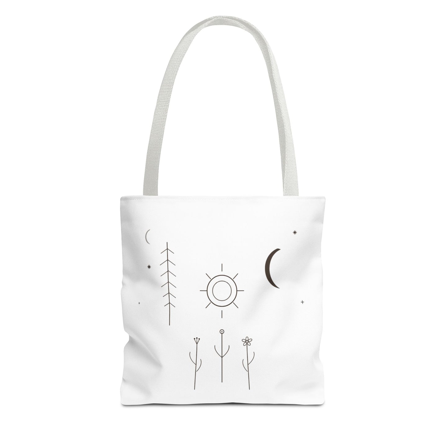 Minimal Moon and Sun Botanical Tote | Celestial Line Art Bag