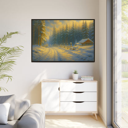 Wall Art Print, Winter Cabin Decor, Nature Scene, Holiday Gift, Cabin Vibes, Christmas Decoration, Matte Canvas, Framed - TRV