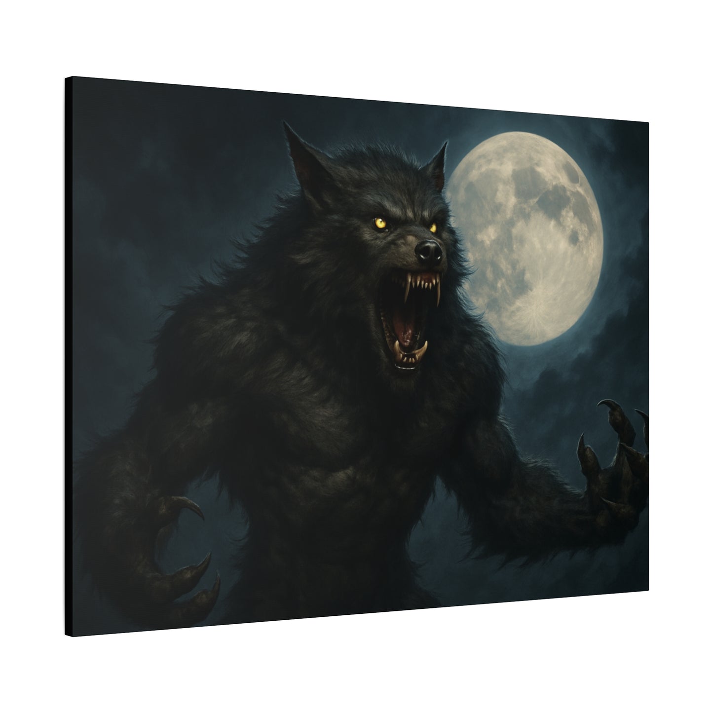 Werewolf Moon Canvas Art | Dark Fantasy Decor for Halloween, Gothic Home, Werewolf Lover Gift, Unique Wall Art, Spooky Decor - TRV