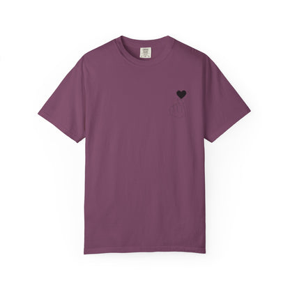 Unisex Garment-Dyed T-Shirt with Heart Design | Casual Trendy Wear for All Occasions