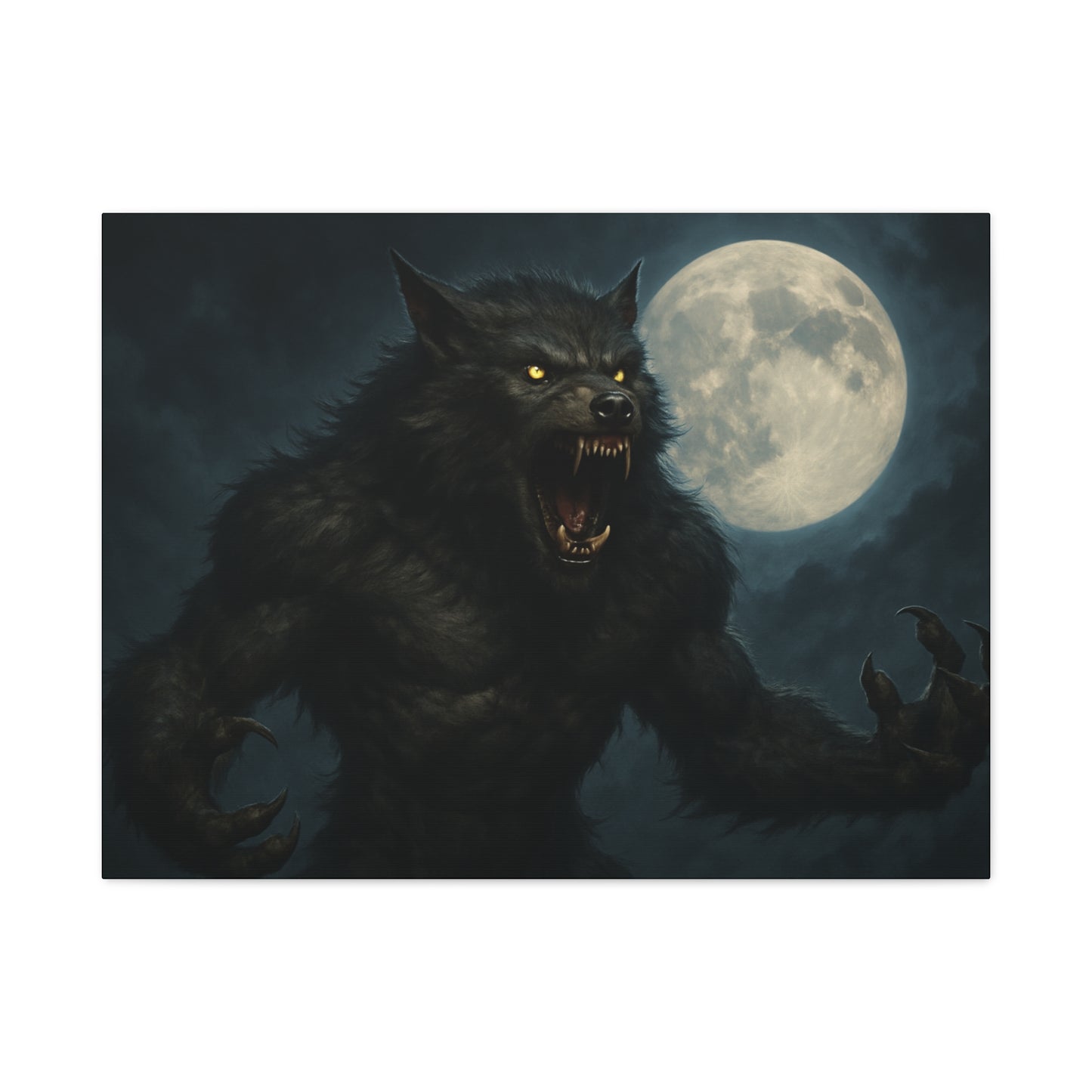 Werewolf Moon Canvas Art | Dark Fantasy Decor for Halloween, Gothic Home, Werewolf Lover Gift, Unique Wall Art, Spooky Decor - TRV