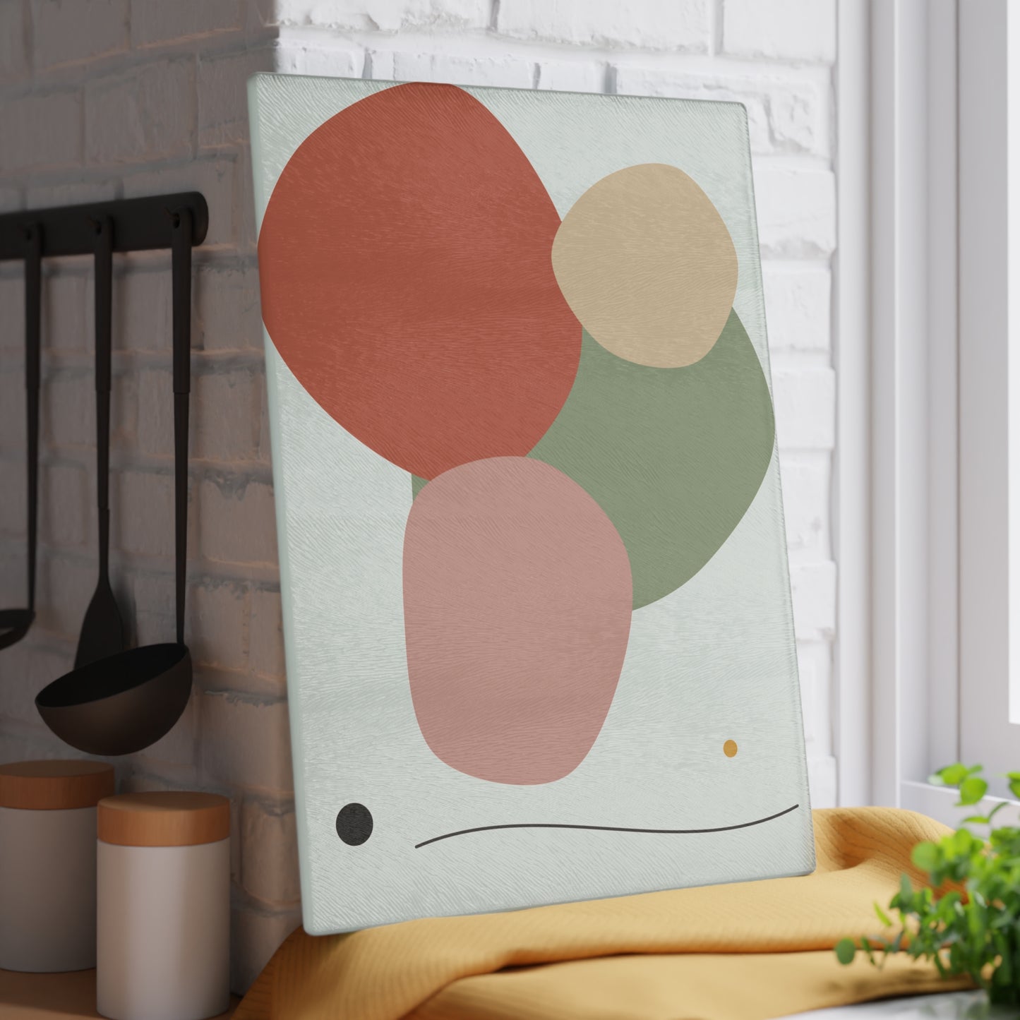 Abstract Organic Shapes Glass Cutting Board | Modern Minimal Kitchen Décor