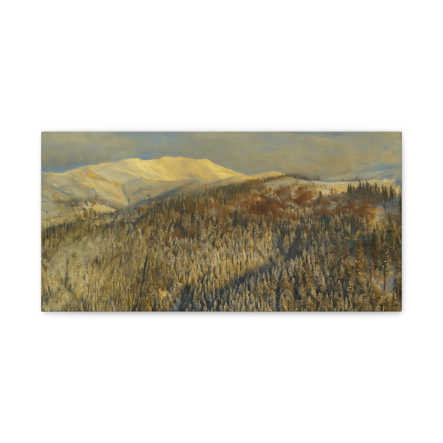Mountain Serenity Stretched Canvas Art, Winter Landscape Wall Decor, Nature Print for Home, Gift for Nature Lovers, Cozy Interior Accent