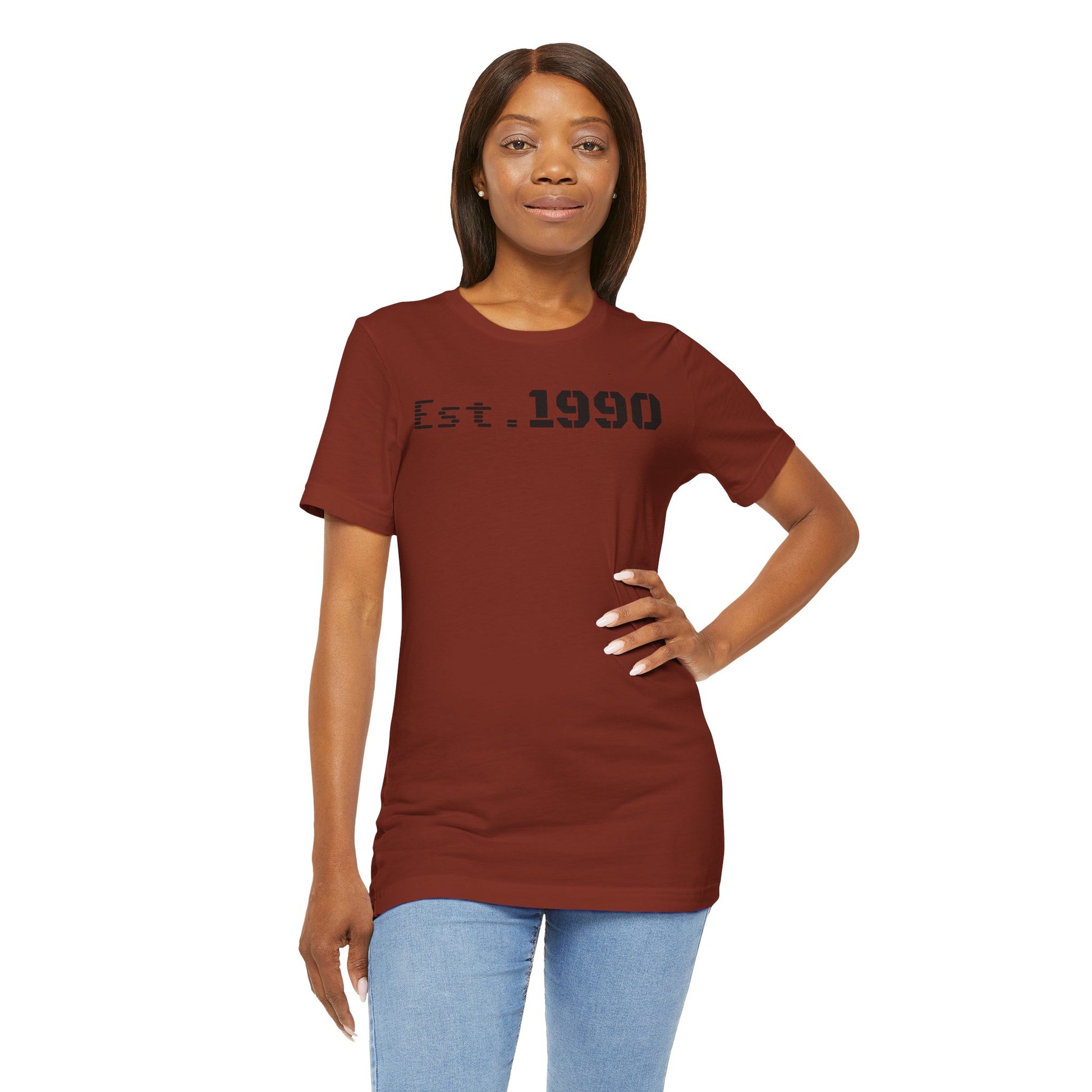 Unisex Est. 1990 Nostalgic Jersey Tee - Perfect Gift, Vintage Style, Retro Fashion, Birthday Celebration, Casual Wear - TRV