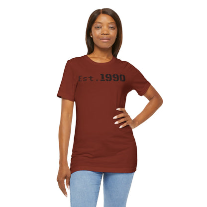 Unisex Est. 1990 Nostalgic Jersey Tee - Perfect Gift, Vintage Style, Retro Fashion, Birthday Celebration, Casual Wear - TRV