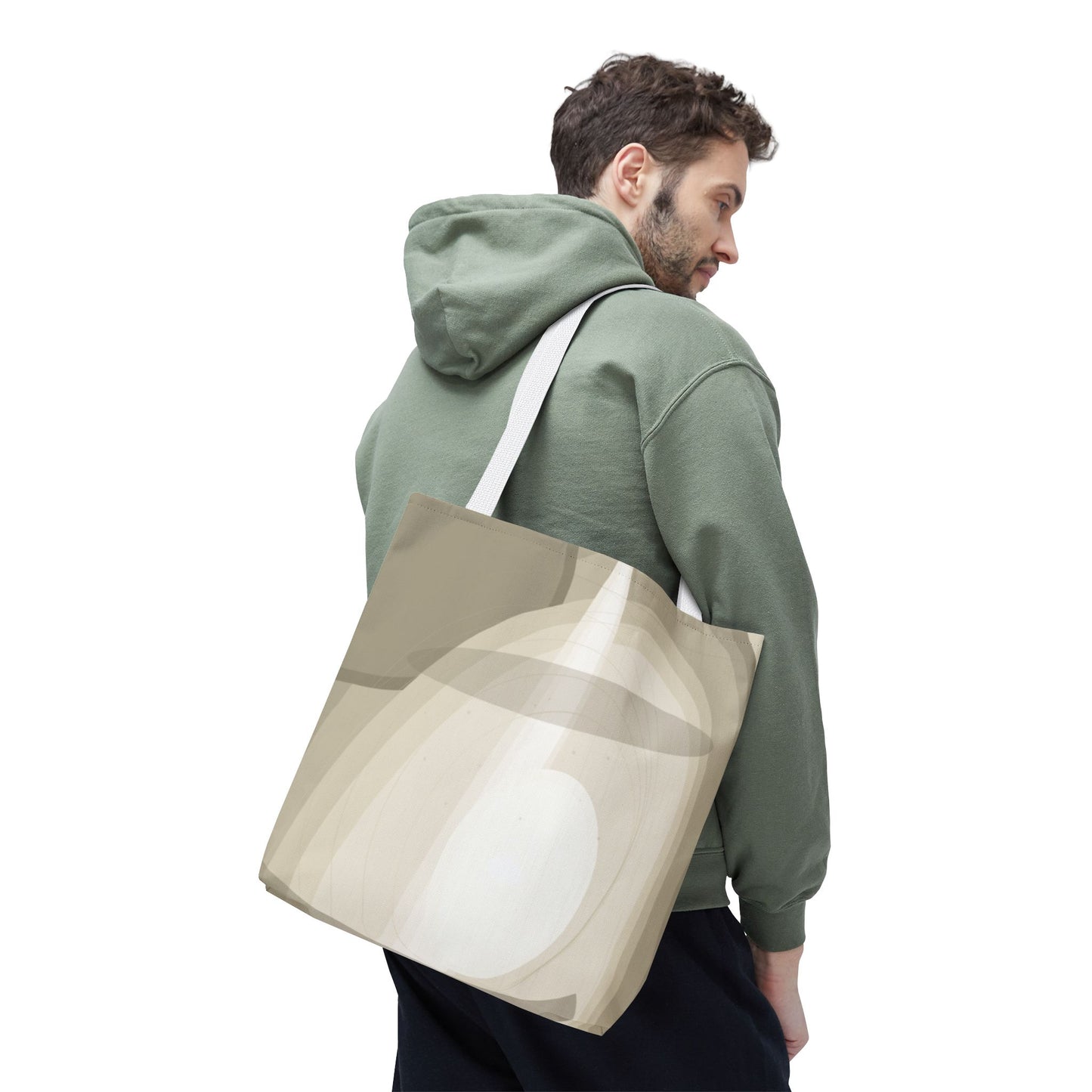 Neutral Abstract Light Beam Tote Bag | Minimalist Geometric Pattern