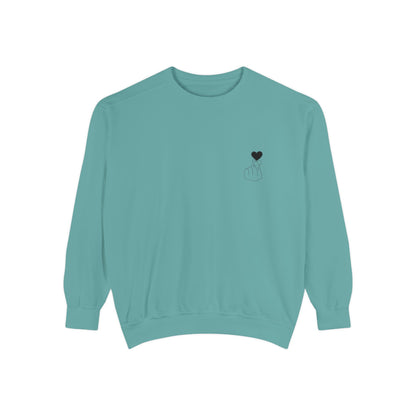 Unisex Garment-Dyed Sweatshirt with Heart Design - Cozy & Stylish