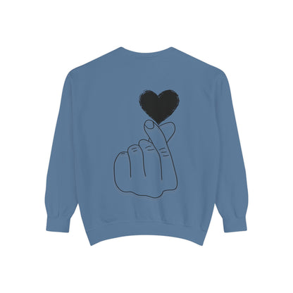 Unisex Garment-Dyed Sweatshirt with Heart Design - Cozy & Stylish