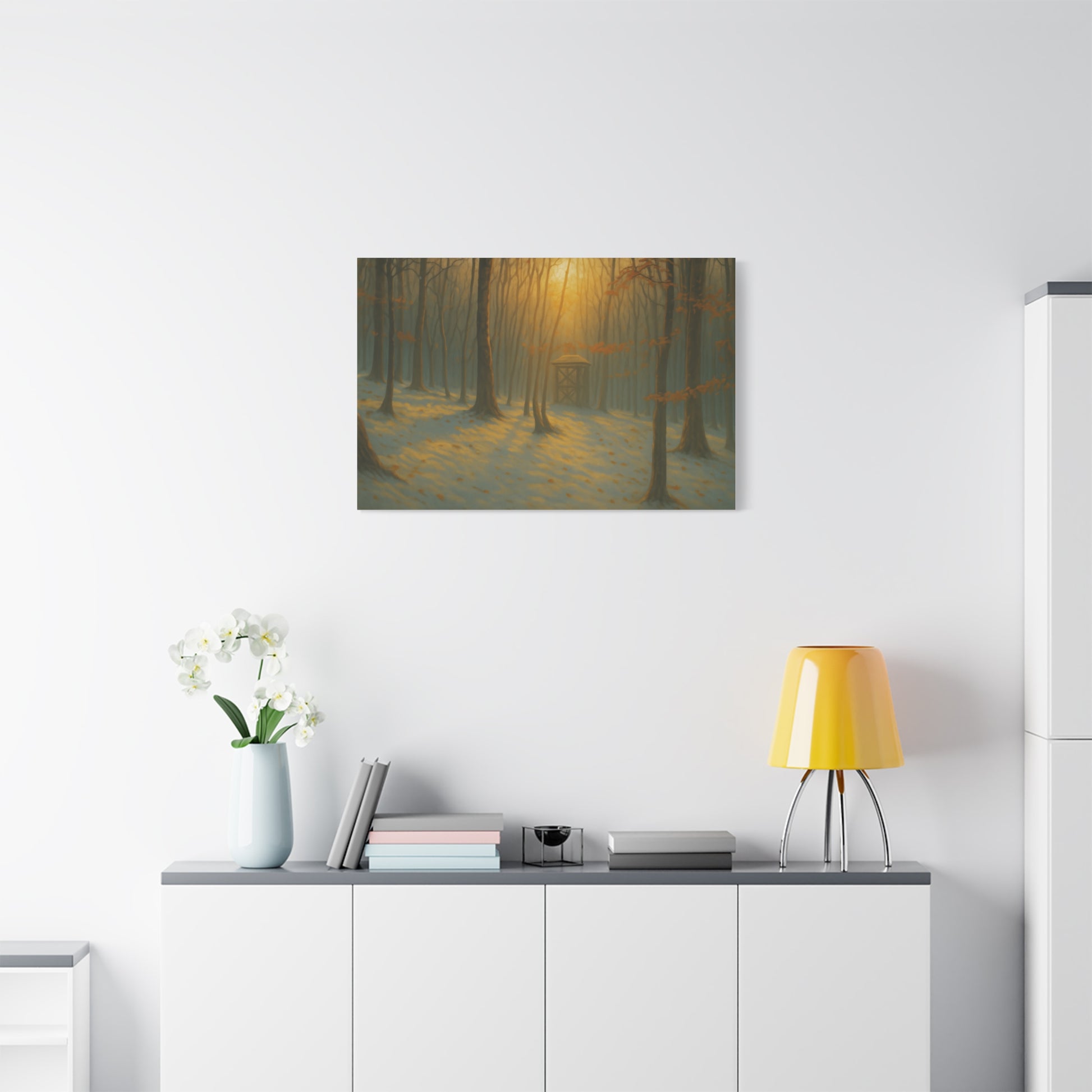 Matte Canvas Wall Art, Scenic Nature Print, Calm Forest Decor, Cozy Home Aesthetic, Autumn Landscape, Gift for Nature Lovers - TRV