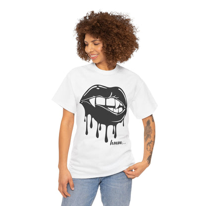 Edgy Graphic Tee - Dripping Lips Design - Unisex Heavy Cotton Tee
