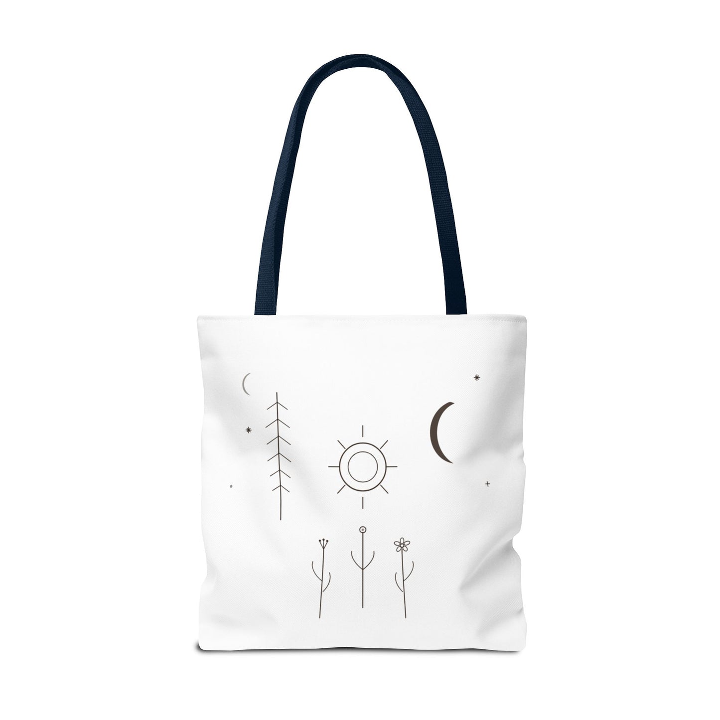 Minimal Moon and Sun Botanical Tote | Celestial Line Art Bag