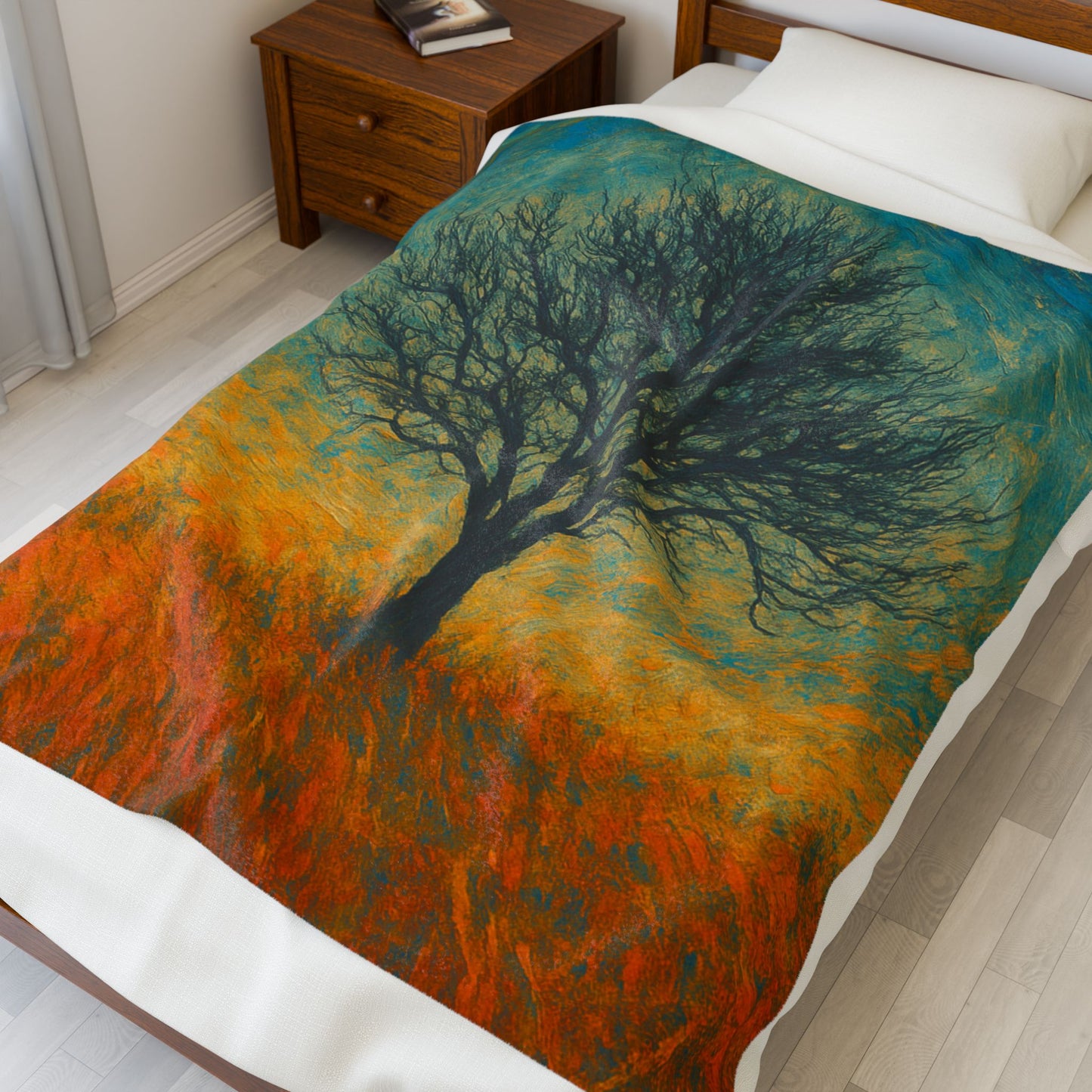 Cozy Velveteen Plush Blanket with Serene Tree Design | Comfortable Home Decor, Gift for Nature Lovers, Cozy Nights, Warmth&Style - TRV