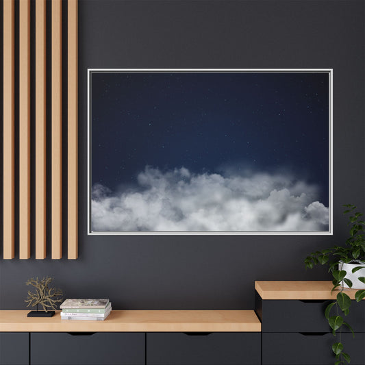Night Sky Clouds Matte Canvas Framed | Starry Wall Art - TRV