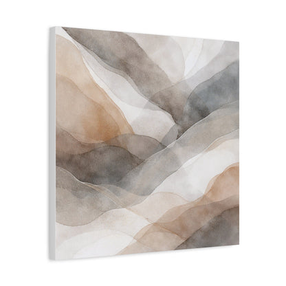 Neutral Abstract Watercolor Waves Canvas