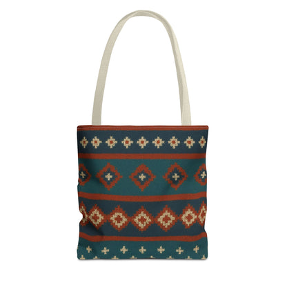 Southwestern Diamond Pattern Tote Bag | Aztec Tribal Geometric Print - TRV
