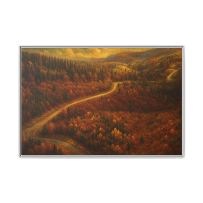 Autumn Landscape Framed Canvas Art, Cozy Home Decor, Warm Fall Vibes, Gift for Nature Lovers, Perfect for Thanksgiving - TRV