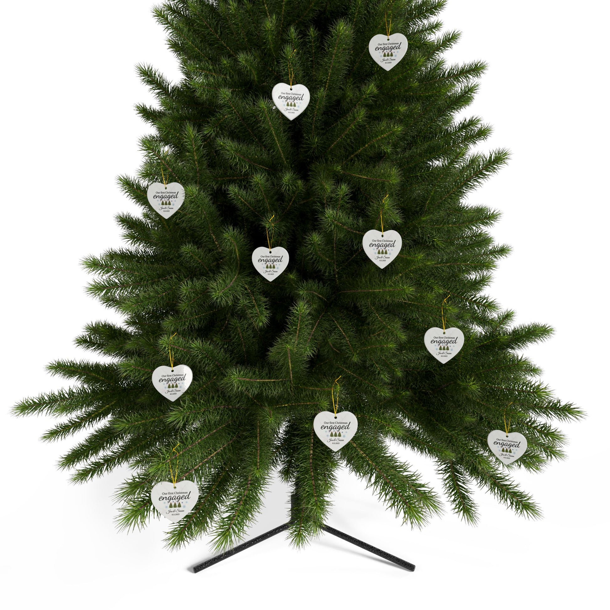 Our First Christmas Engaged heart ornament | Ceramic Christmas ornament - TRV