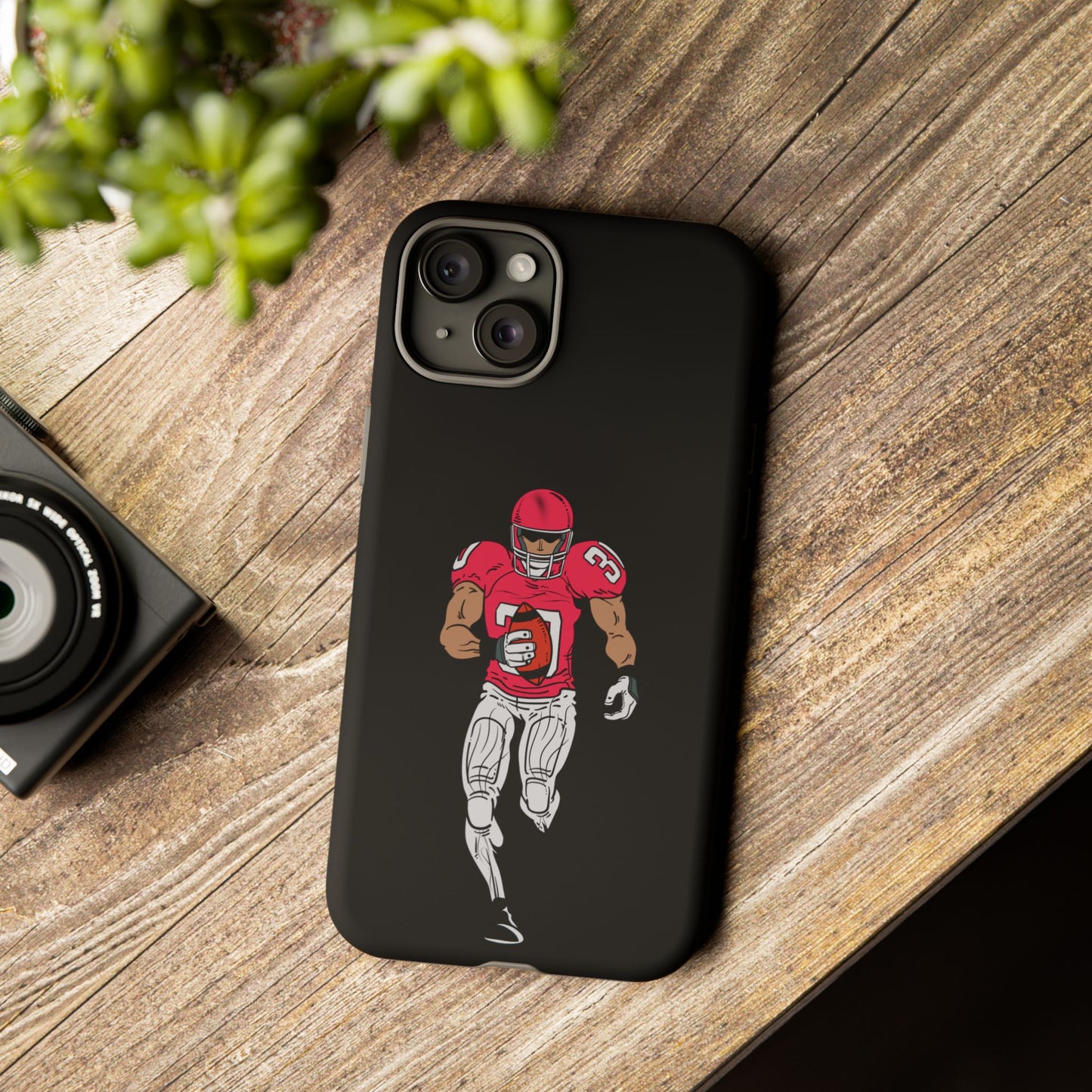Football Player Tough Phone Case – Protective Black Sports iPhone Case