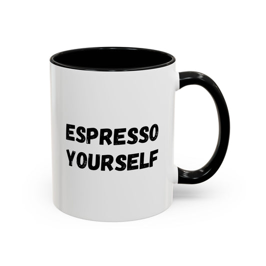 Espresso Yourself Coffee Mug - Fun Black Accented Mug for Coffee Lovers, Great Gift for Birthdays, Christmas, and Housewarming