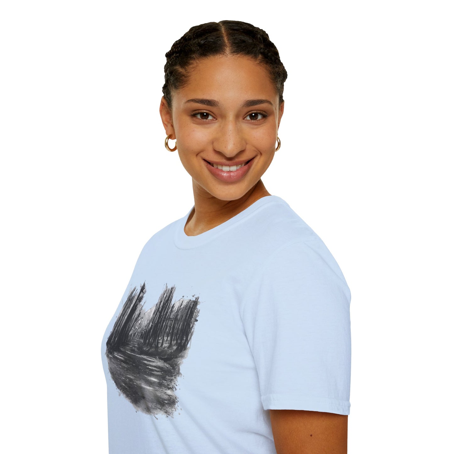 Minimalist Nature-Inspired Unisex Softstyle T-Shirt, Casual Wear, Everyday Style, Gift for Nature Lovers, Eco-Friendly Fashion