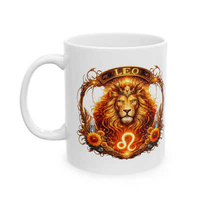 Leo Zodiac Sign Illustration Mug | Ceramic Coffee Cup