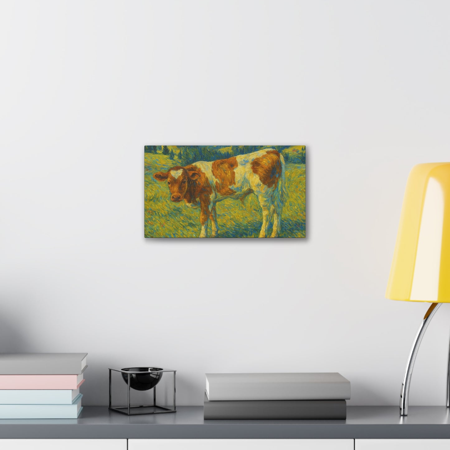 Artistic Cow Canvas Wall Art - Farmhouse Decor, Calf Painting