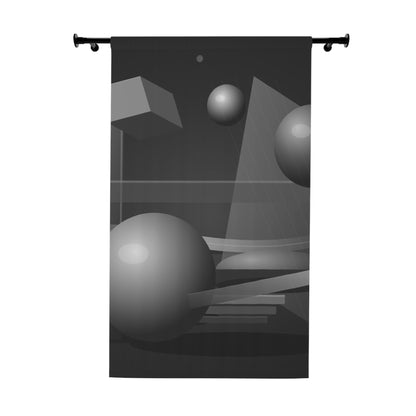 Modern black and gray abstract geometric spheres design on home decor window curtains by Printify