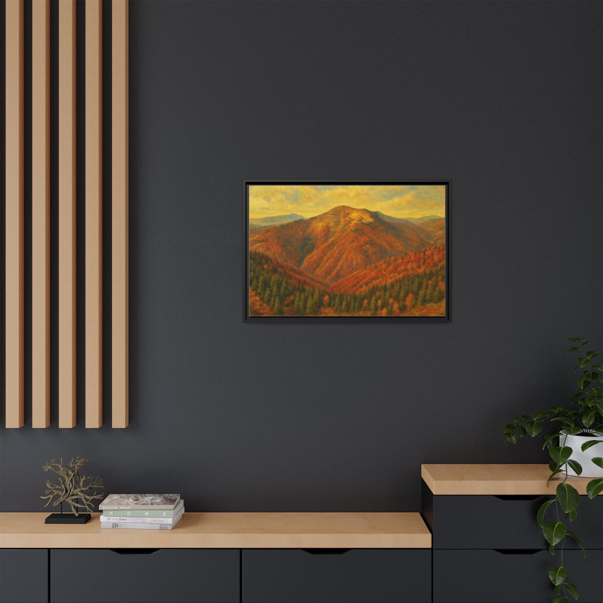 Autumn Landscape Wall Art, Cozy Home Decor, Nature Print, Framed Canvas, Fall Decorations, Gift Idea for Art Lovers - TRV