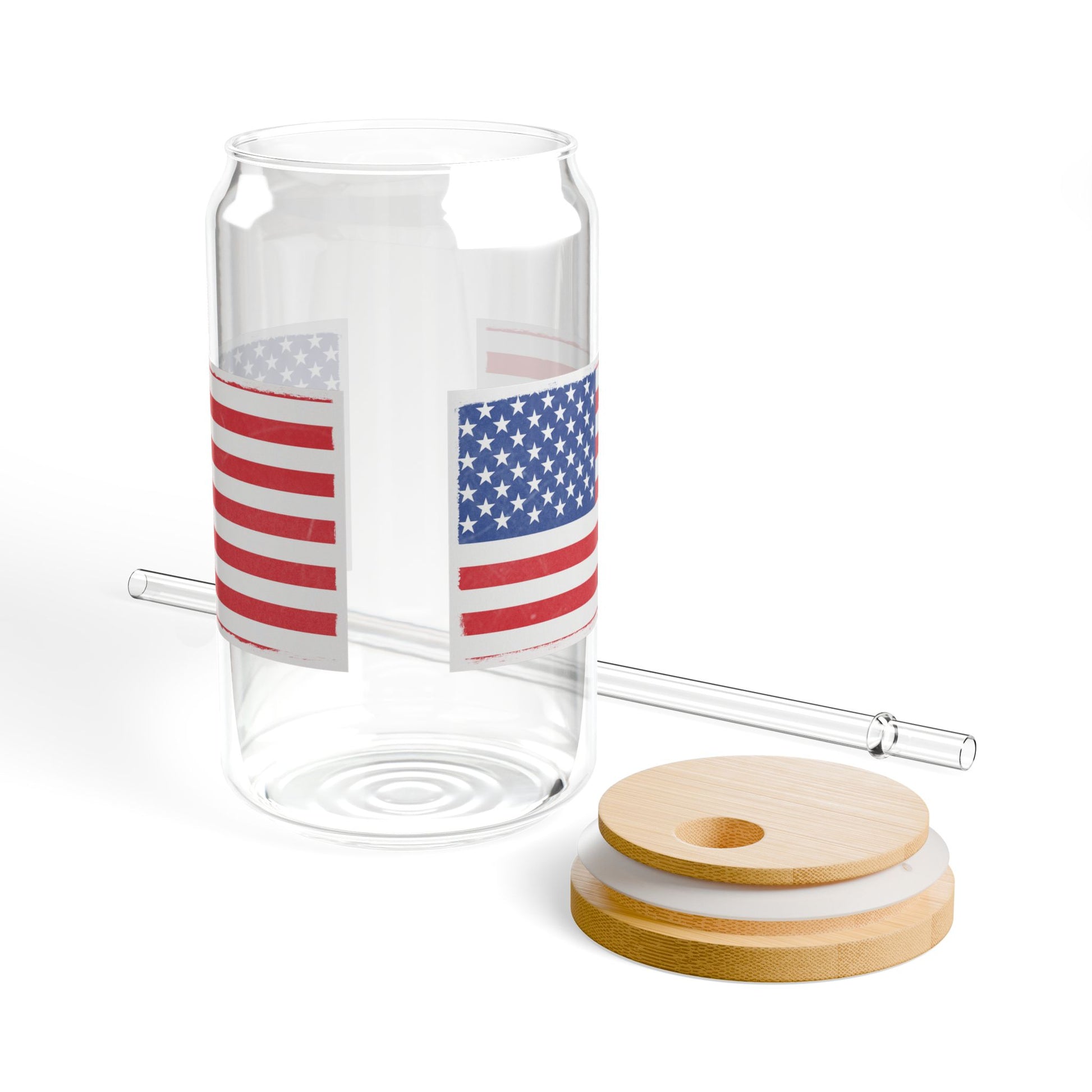 Patriotic 16oz Sipper Glass with Straw, Perfect for BBQs, 4th of July, Gifts, Everyday Use, Summer Parties - TRV