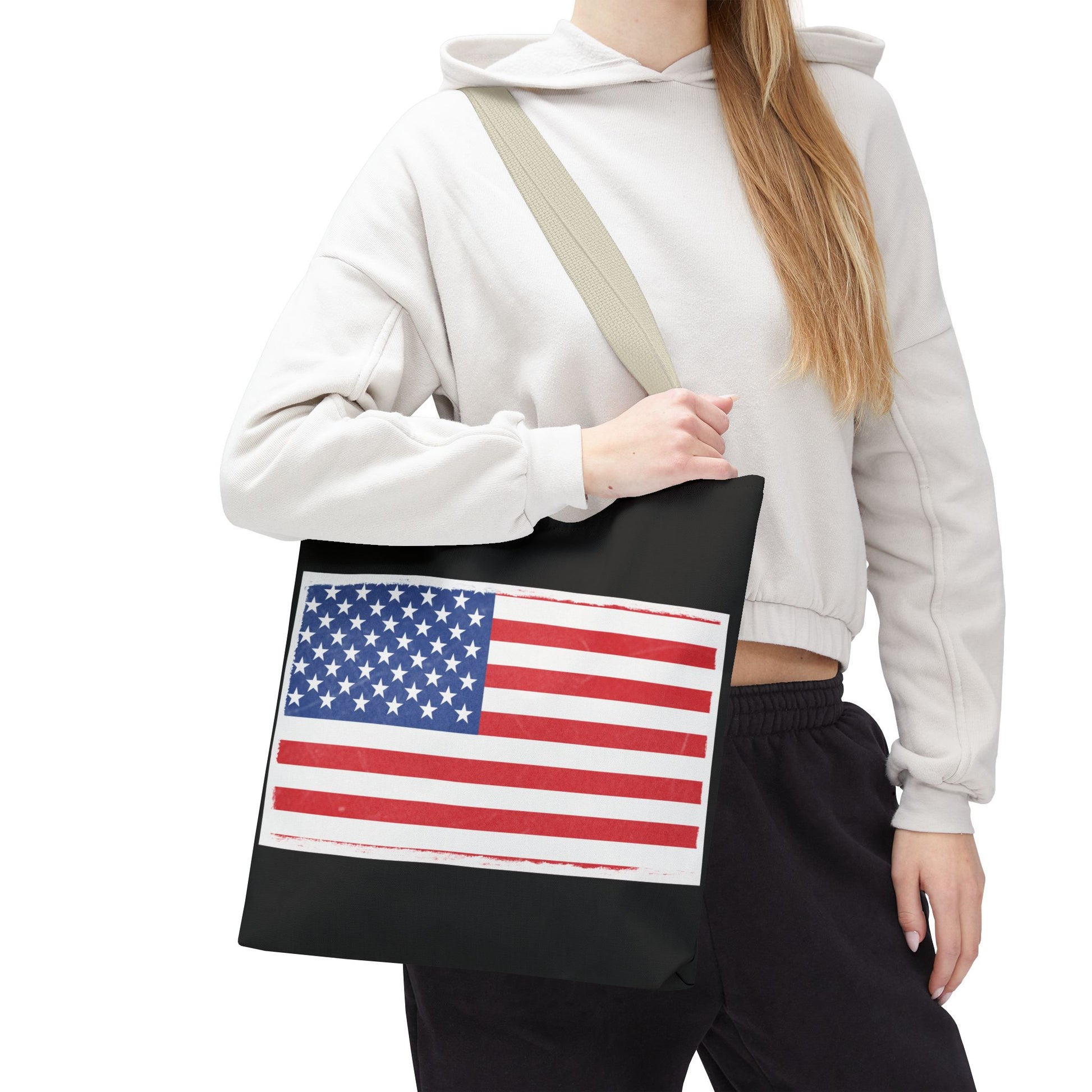 Patriotic Tote Bag, American Flag Carryall, Beach Bag, Reusable Shopping Tote, Independence Day Gift - TRV