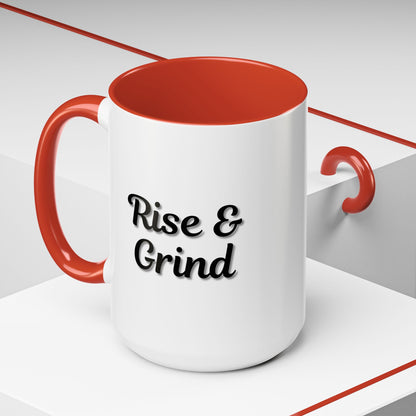 Rise & Grind Coffee Mug – Motivational Black Accent Mug for Daily Inspiration - TRV