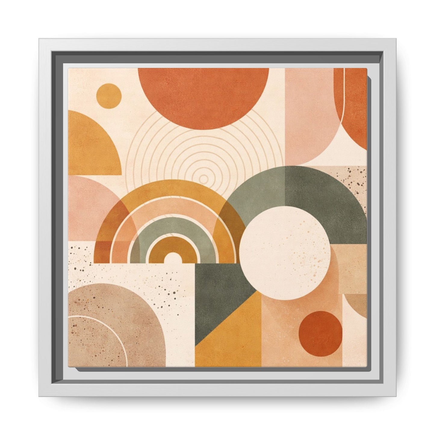 Abstract Terracotta Geometric Rainbow Matte Canvas Framed