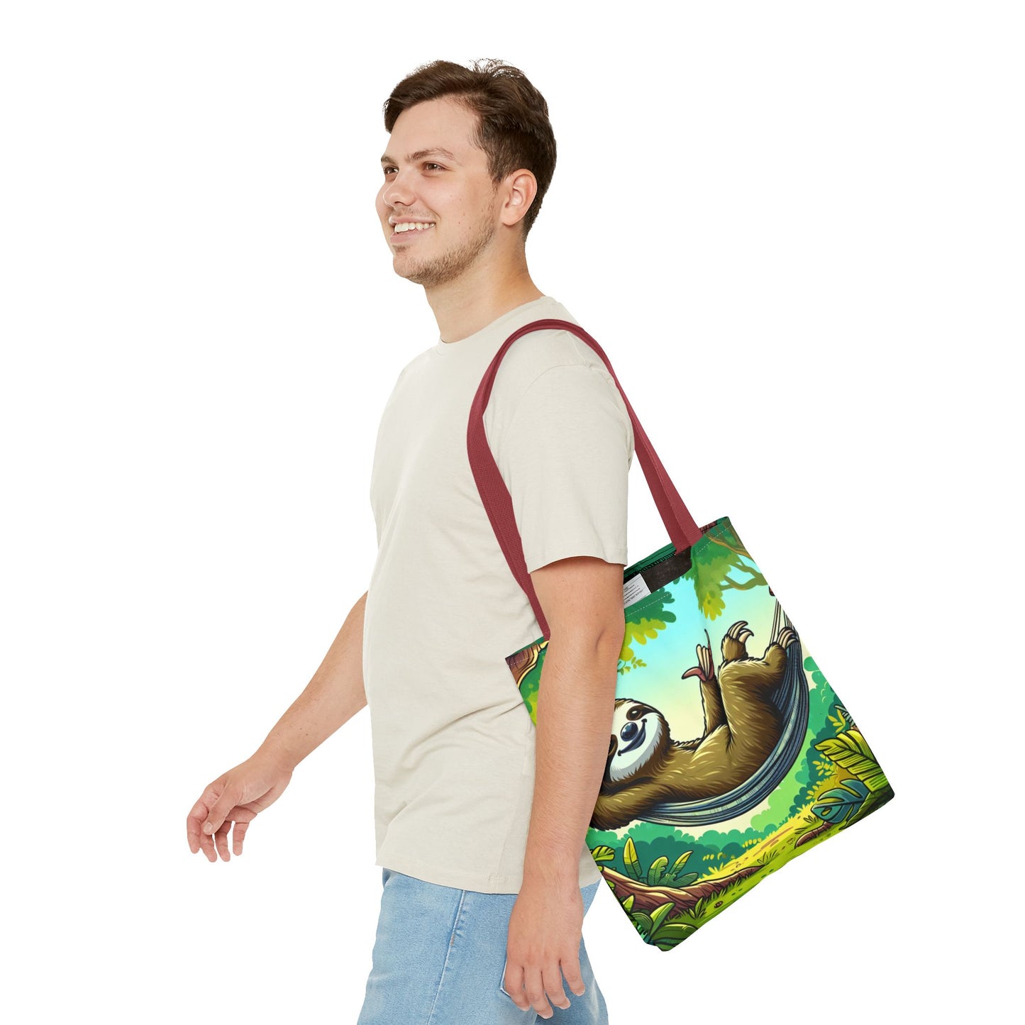Relaxed Sloth Tote Bag, Cute Eco-Friendly Bag, Gift for Animal Lovers, Beach Bag, Reusable Shopping Tote - TRV