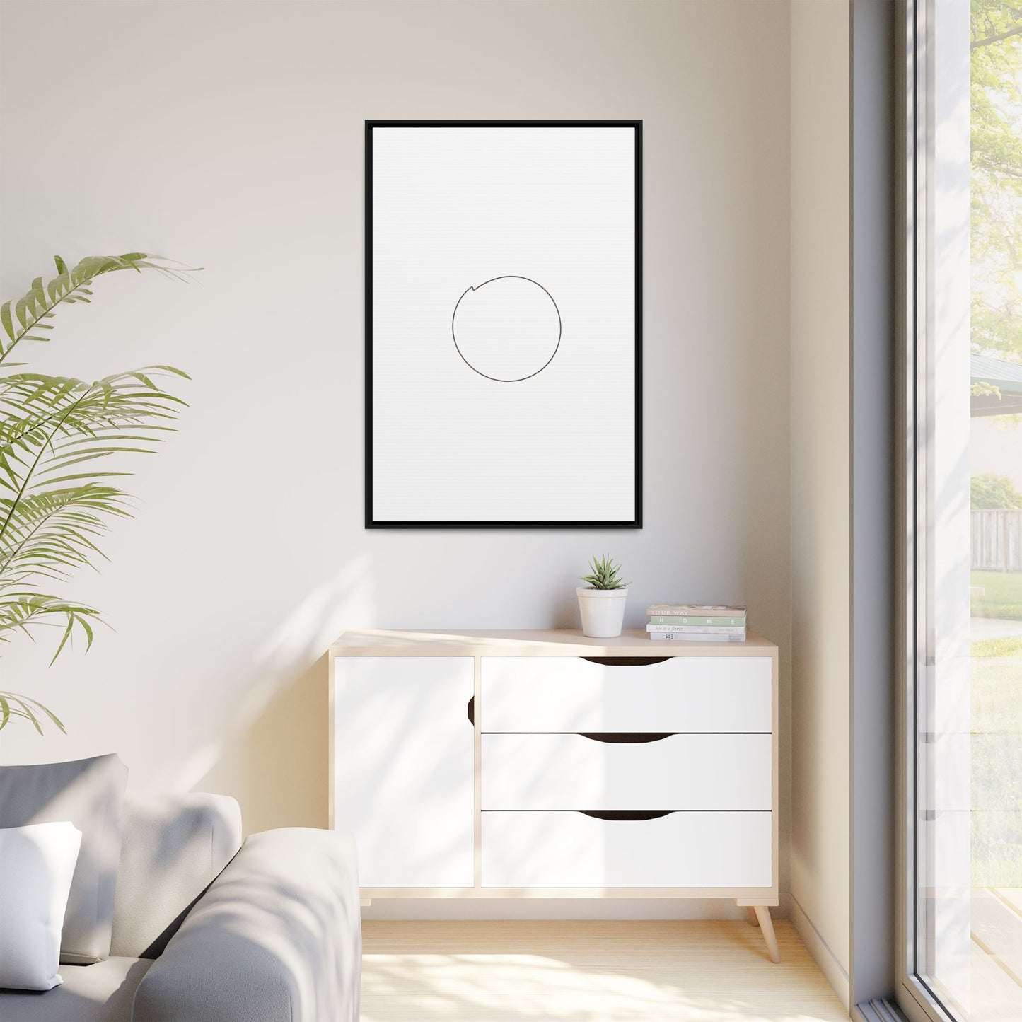 Minimal Circle Line Matte Canvas Framed | Modern Abstract Wall Art