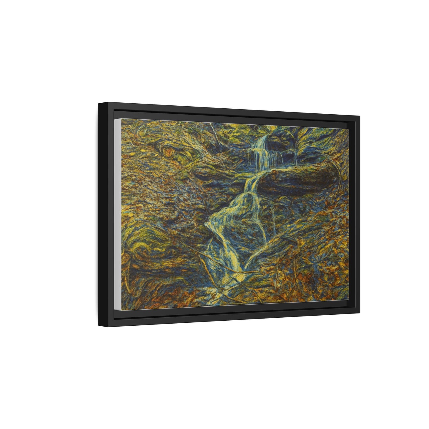 Van Gogh Style Framed Matte Canvas Art Print - Nature-Inspired Wall Decor, Abstract Waterfall Artwork, Home Office Decoration - TRV