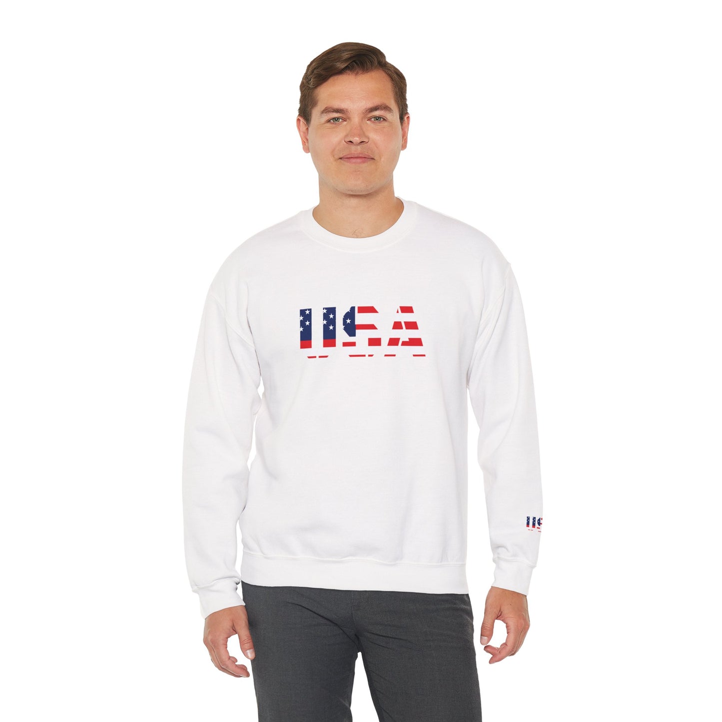 USA Flag Unisex Crewneck Sweatshirt, Cozy Apparel, Casual Wear, Independence Day Gift, Americana Style